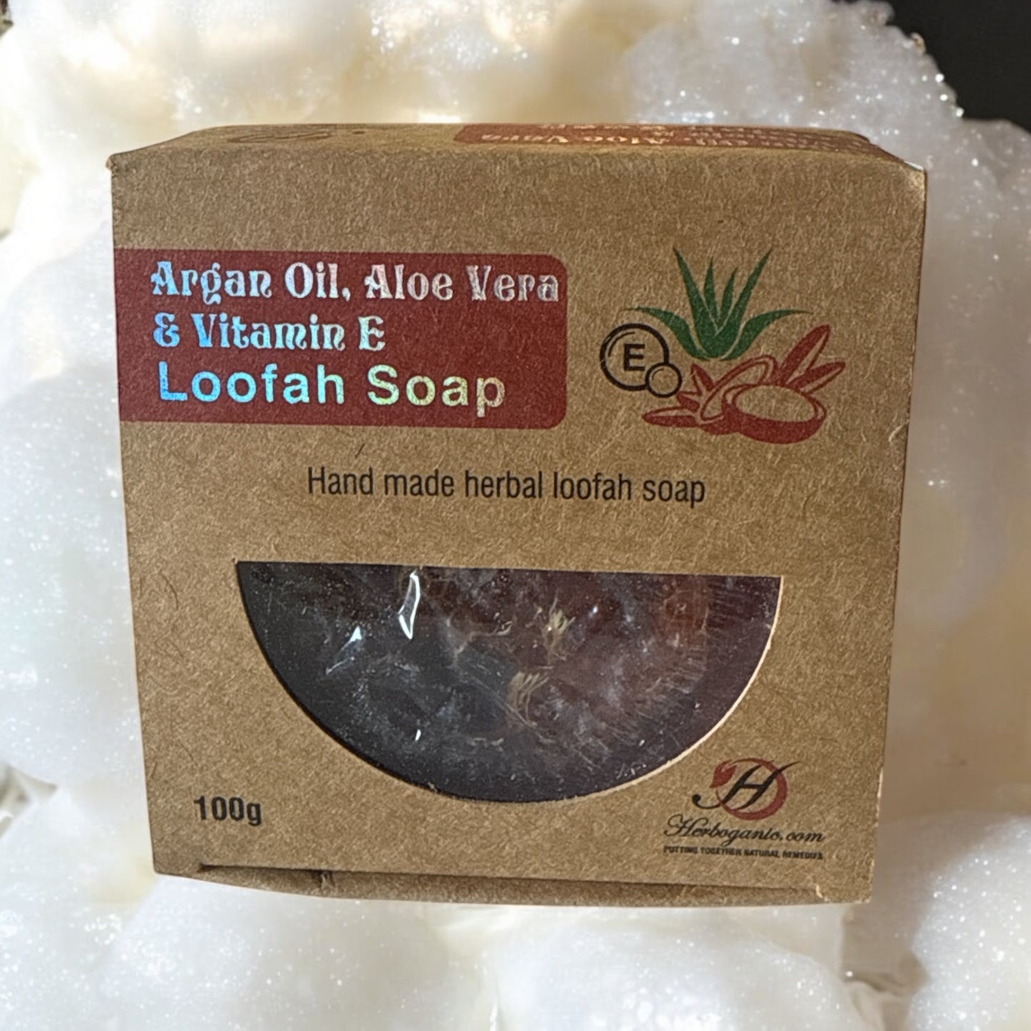 HERBOGANIC Argan Oil, Aloe Vera & Vitamin E Loofah Bar Soap |